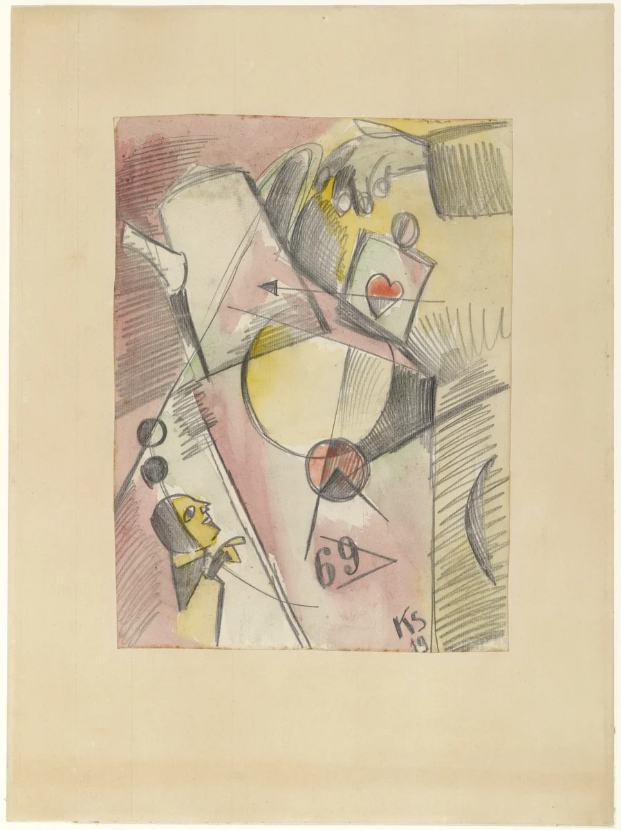 N Watercolor 1. (The Heart Goes from Sugar to Coffee) (N Aquarell 1. (Das Herz geht vom Zucker zum Kaffee)) by Kurt Schwitters, drawing, 1919