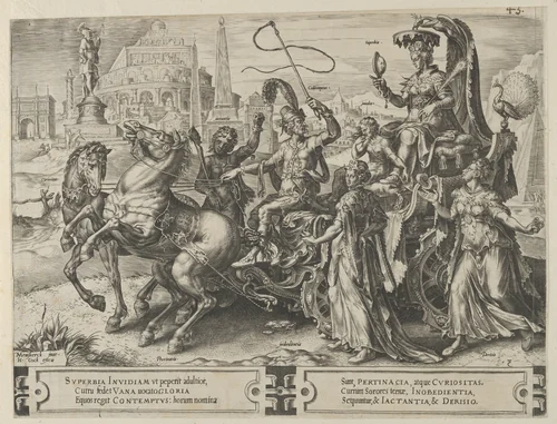 The Triumph of Pride, from The Cycle of the Vicissitudes of Human Affairs, plate 3 by Cornelis Cort, print, 1564