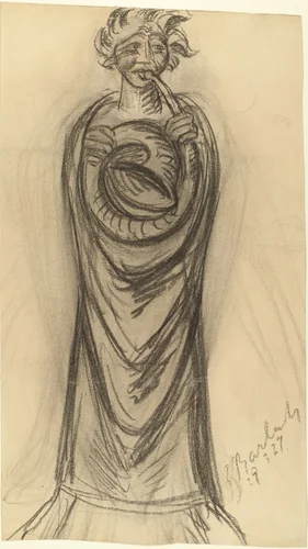 The Hornblower (Der Hornbläser) by Ernst Barlach, drawing, 1927