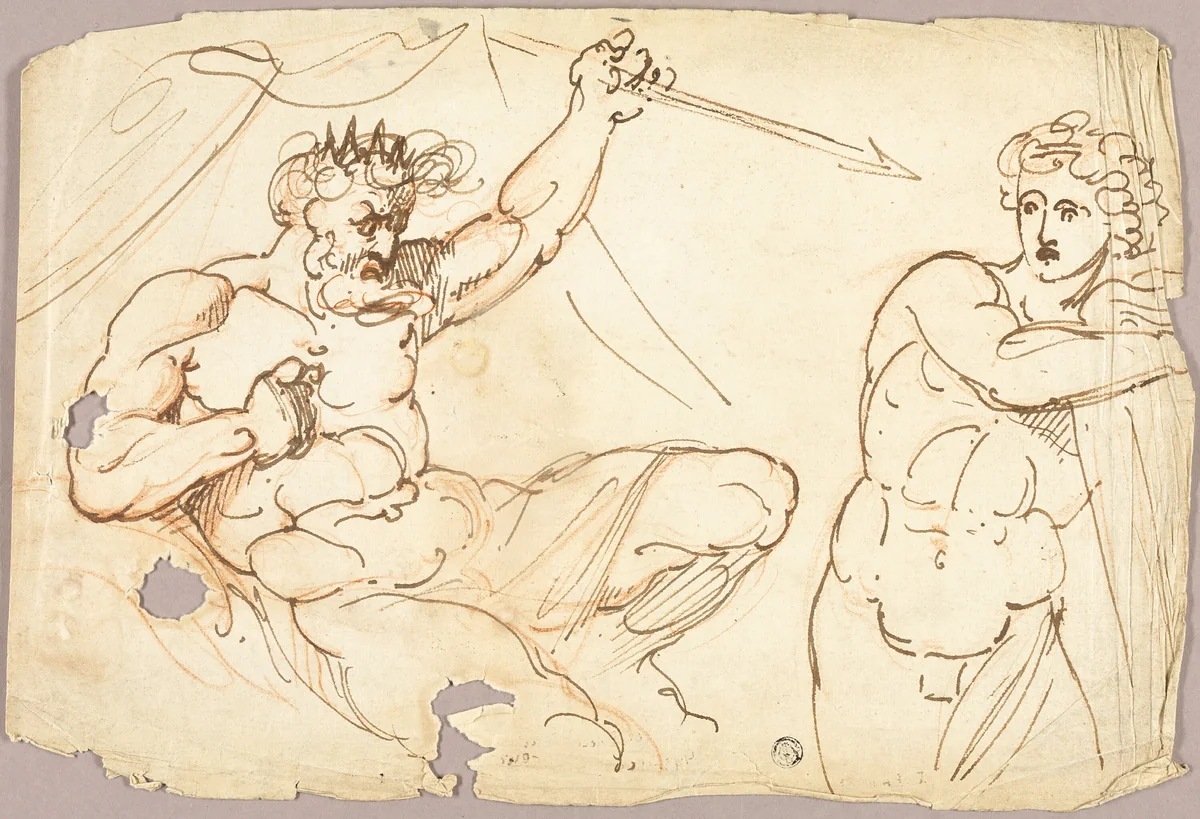 Saul and David by Baccio Bandinelli, drawing, 1505-1543