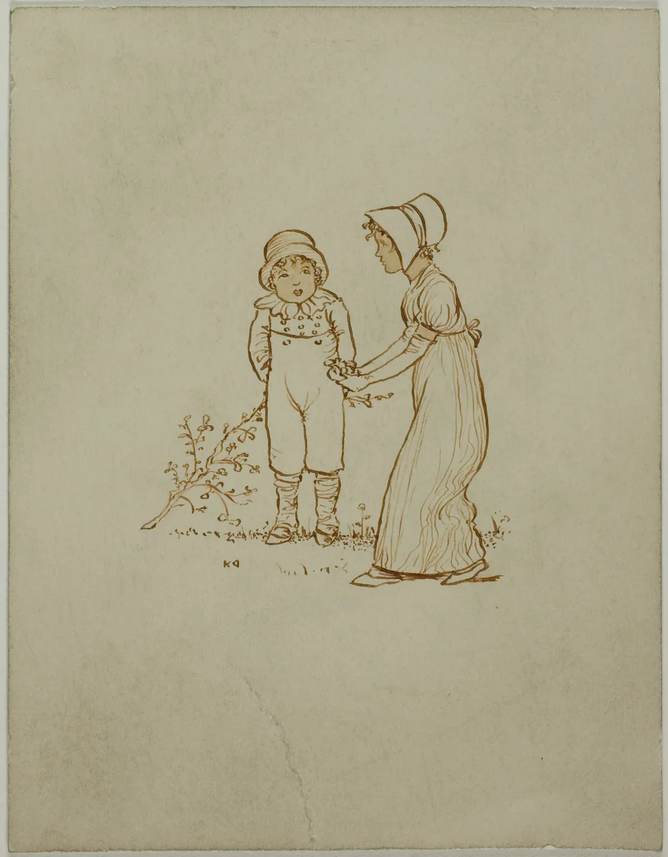 Little Boy and Girl by Kate Greenaway, drawing, 1866-1901