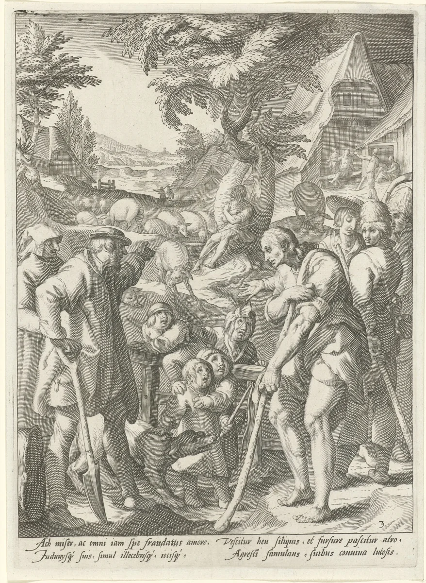 De verloren zoon als bedelaar weggestuurd by Unknown, print, 1592