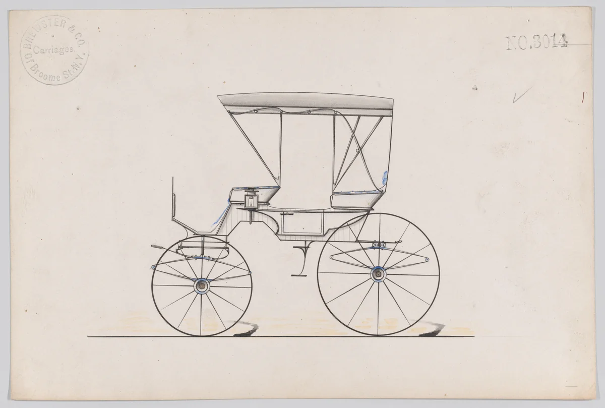 Design for Park Phaeton, no. 3014 by Brewster & Co., drawing, 1874