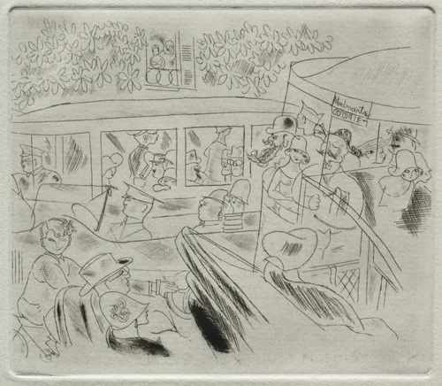 Traffic, Montmartre by Charles Laborde, print, 1925