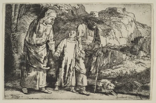 Christ Returning from the Temple with His Parents by Rembrandt van Rijn, print, 1654