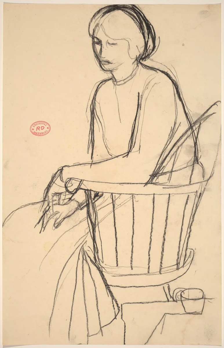 Untitled [woman in a dress seated in a Windsor chair] by Richard Diebenkorn, drawing, 1955-1967