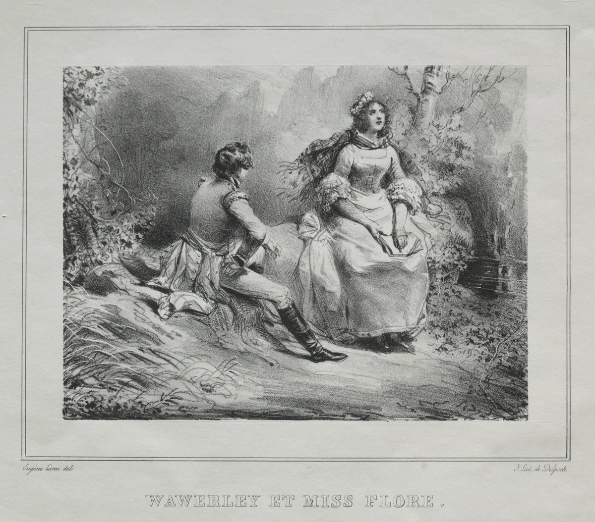 Picturesque Views of Scotland: Waverly and Miss Flora by Eugène Louis Lami, print, 1825-1828