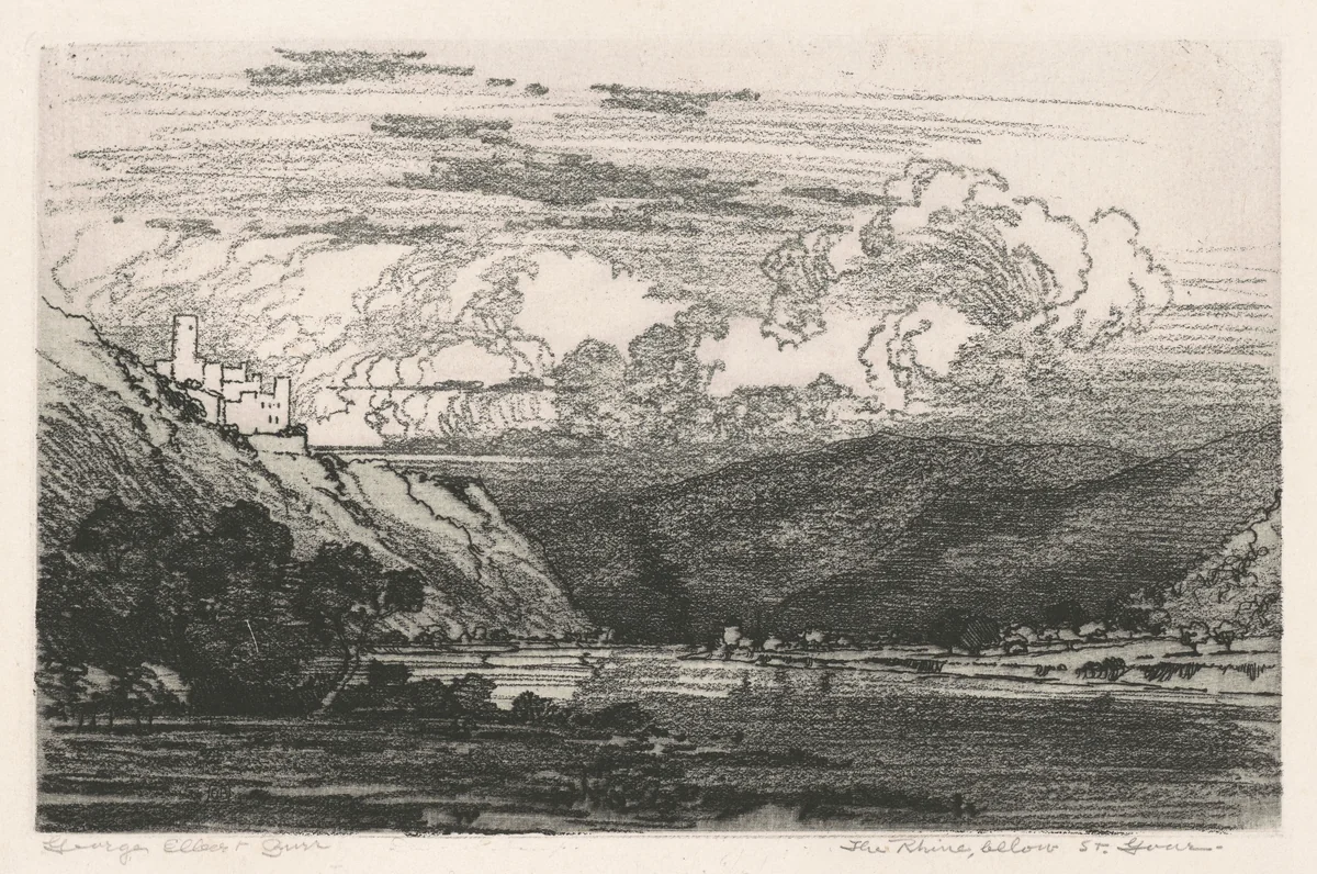 The Rhine, below St. Goar by George Elbert Burr, print, 1910-1920