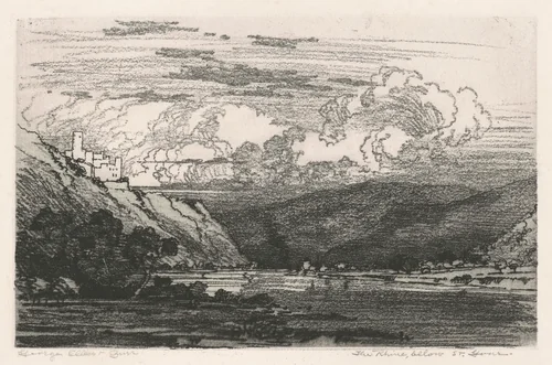 The Rhine, below St. Goar by George Elbert Burr, print, 1910-1920