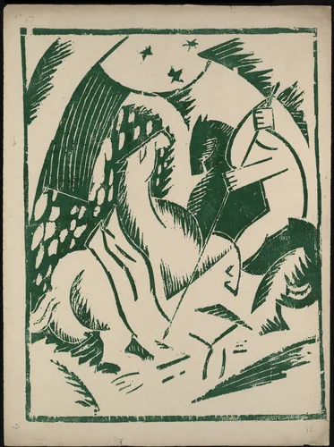 Poedinok (Duel) from Voina (War) by Olga Rozanova, illustrated book, 1915