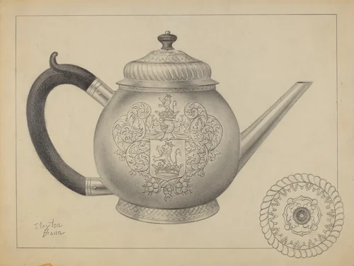 Silver Teapot by Clayton Braun, index of american design, 1936