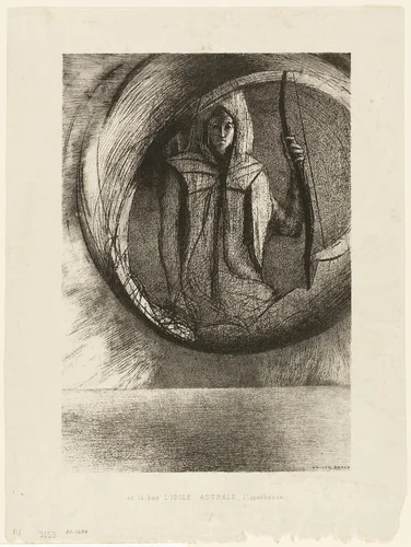 And Beyond, the Astral Idol, the Apotheosis, plate 2 of 6 by Odilon Redon, print, 1891