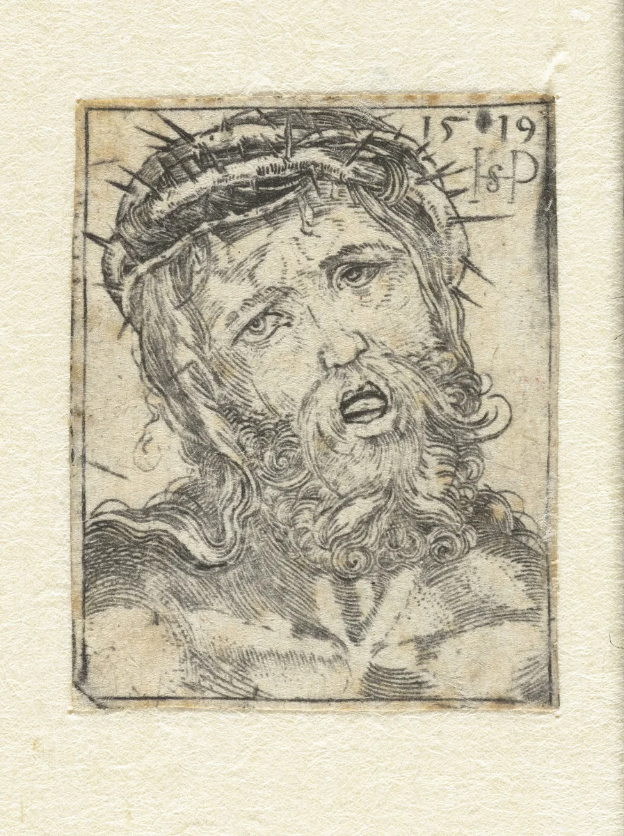 Hoofd van lijdende Christus met doornenkroon by Unknown, print, 1519