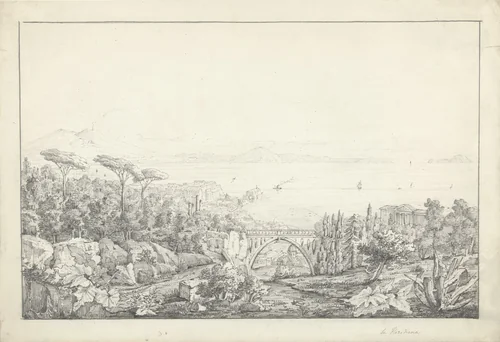 Gezicht op de plantentuin bij Napels La Floridiana by anonymous, drawing, 1800-1900