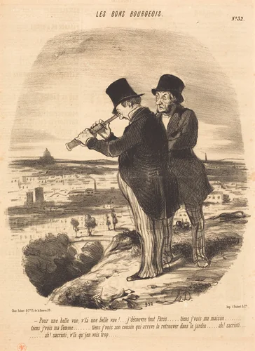Pour une belle vue, v'la une belle vue!... by Honoré Daumier, print, 1847