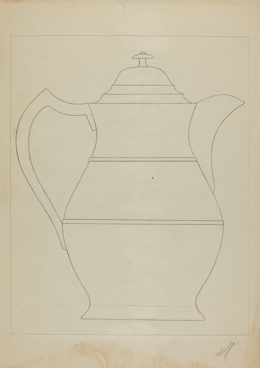 Covered Water Pitcher by Mario De Ferrante, index of american design, 1936