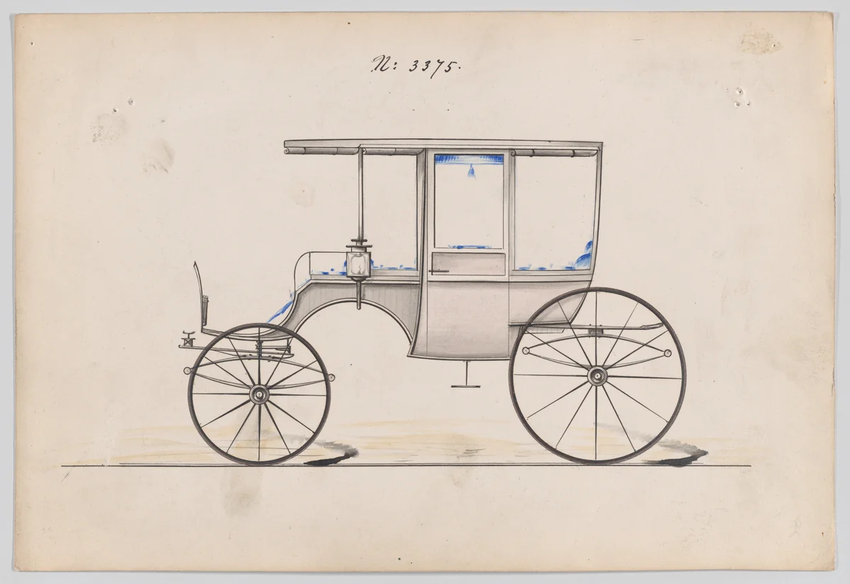 Design for 6 seat Rockaway, no. 3375 by Brewster & Co., drawing, 1877
