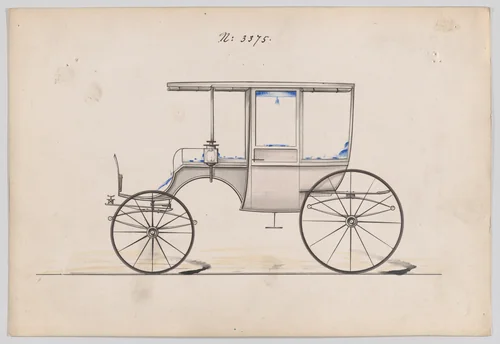 Design for 6 seat Rockaway, no. 3375 by Brewster & Co., drawing, 1877