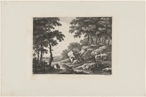Traveler Pointing the Way by Johann Christoph Dietzsch, print, 1734