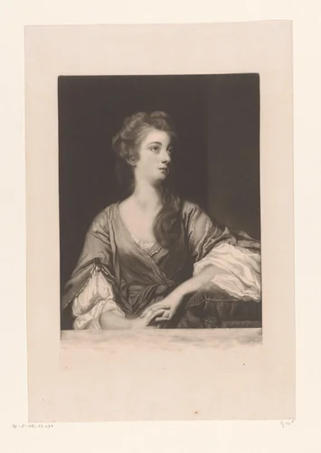 Portret van Elizabeth Greenway by James Watson, print, 1765-1771