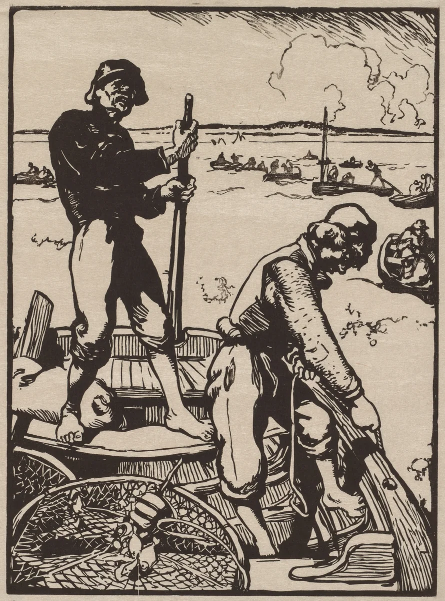 Shrimp Fishermen by Auguste Louis Lepère, print, 1895