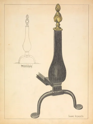 Andiron (one of pair) by Hans Korsch, index of american design, 1936