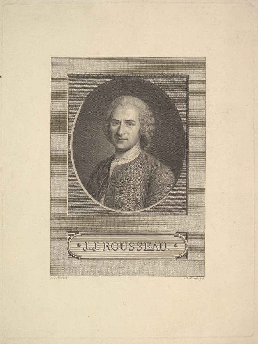 Portrait of Jean-Jacques Rousseau by Augustin de Saint-Aubin, print, 1777