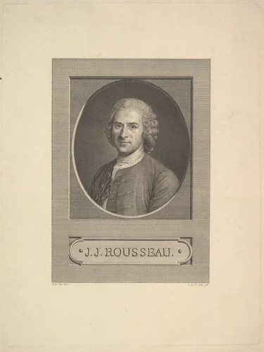 Portrait of Jean-Jacques Rousseau by Augustin de Saint-Aubin, print, 1777
