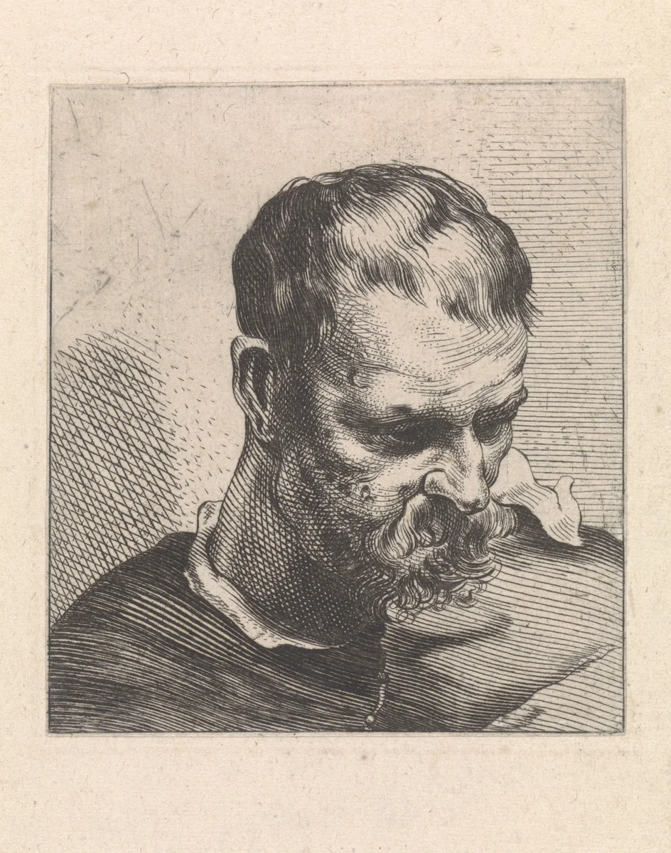 Buste van een apostel van voren gezien by Theodorus van Kessel, print, 1630-1660