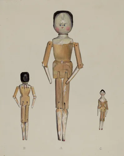 Jointed Wooden Dolls by Jane Iverson, index of american design, 1936