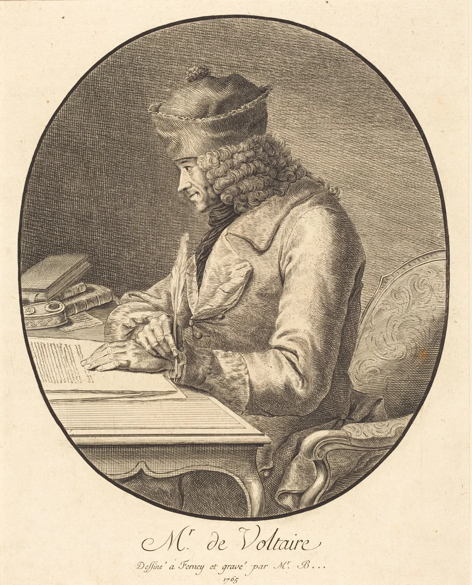 Mr. de Voltaire by Stanislas Jean Boufflers, print, 1765