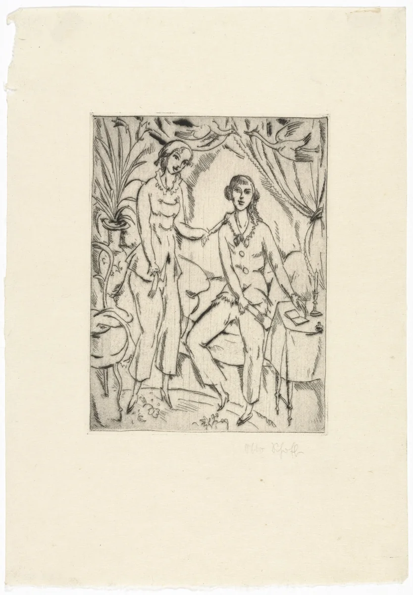 Girls in Boarding School I (Pensionatsmädchen I) by Otto Schoff, print