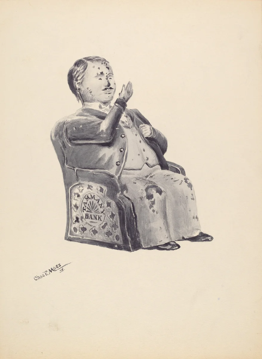 Tammany Bank by Charles Moss, index of american design, 1938