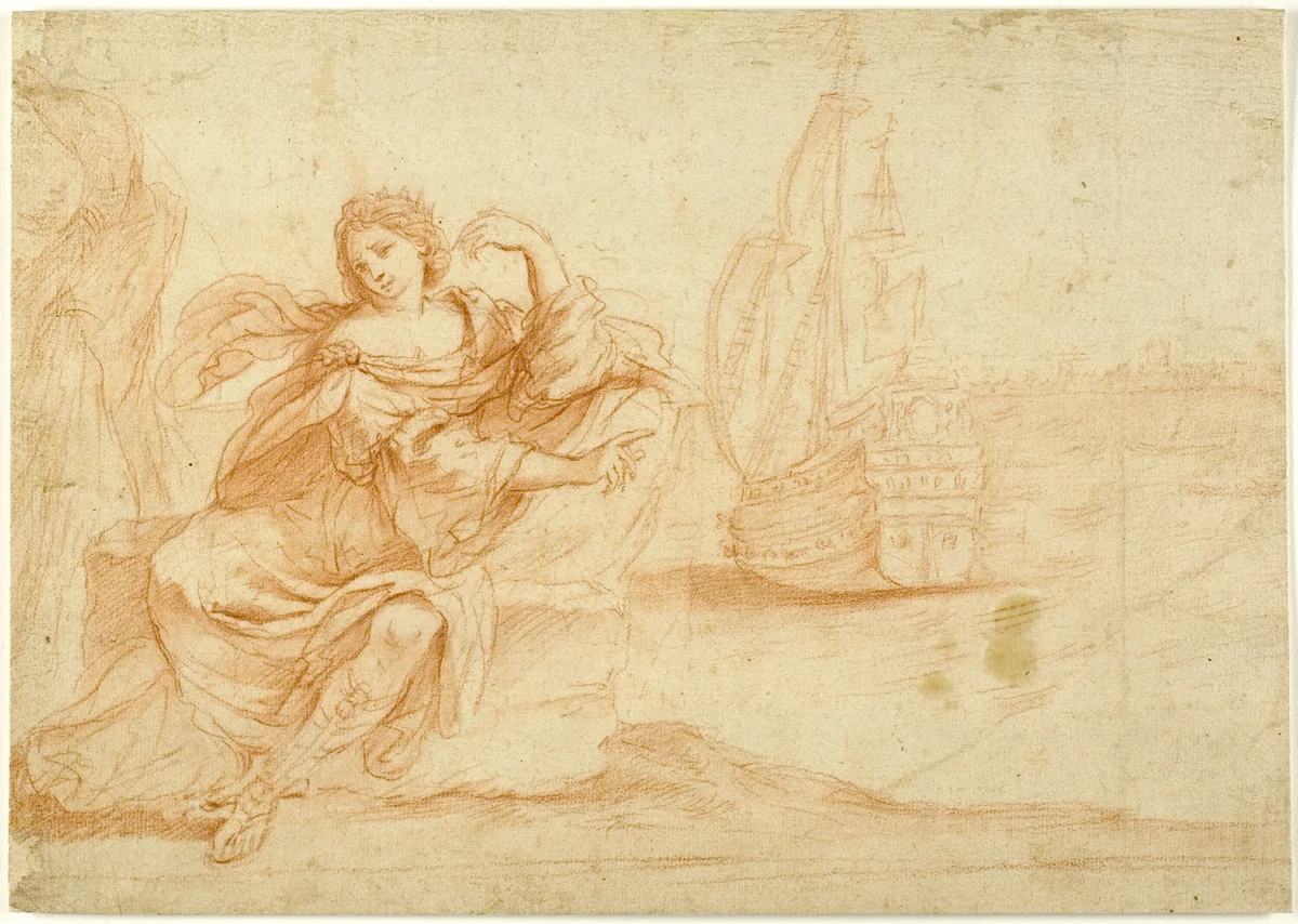 Dido Abandonded by Aeneas by Guercino, drawing, 1645-1655