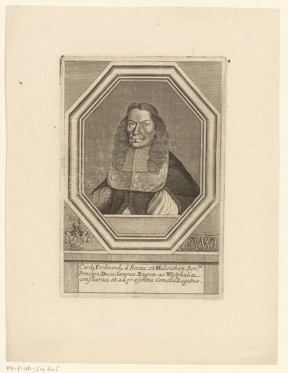 Portret van Carl Ferdinand von Seeau by Matthias van Sommer, print, 1667