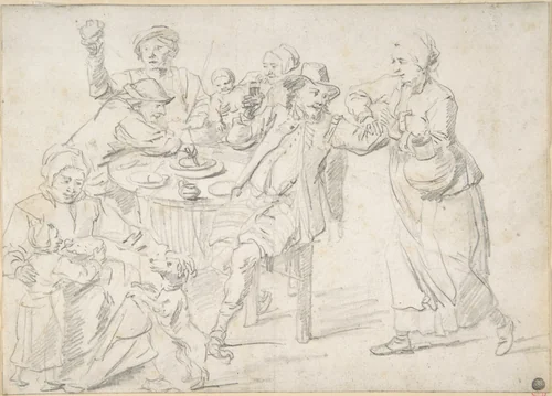 A Family Carousing by David Teniers the Younger, drawing, 1620-1690