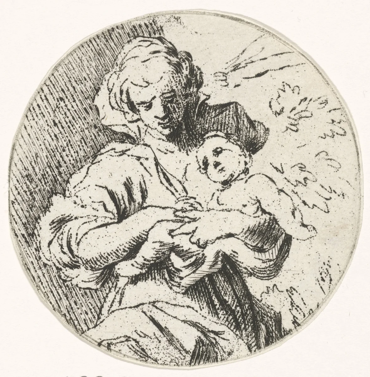 Vrouw met kind in de armen by Caspar Jacobsz Philips, print, 1752-1789