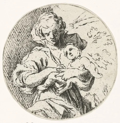Vrouw met kind in de armen by Caspar Jacobsz Philips, print, 1752-1789