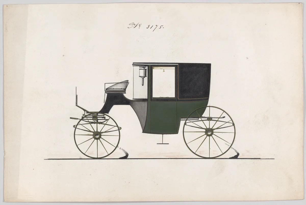 Design for Coupé, no. 3175 by Brewster & Co., drawing, 1875