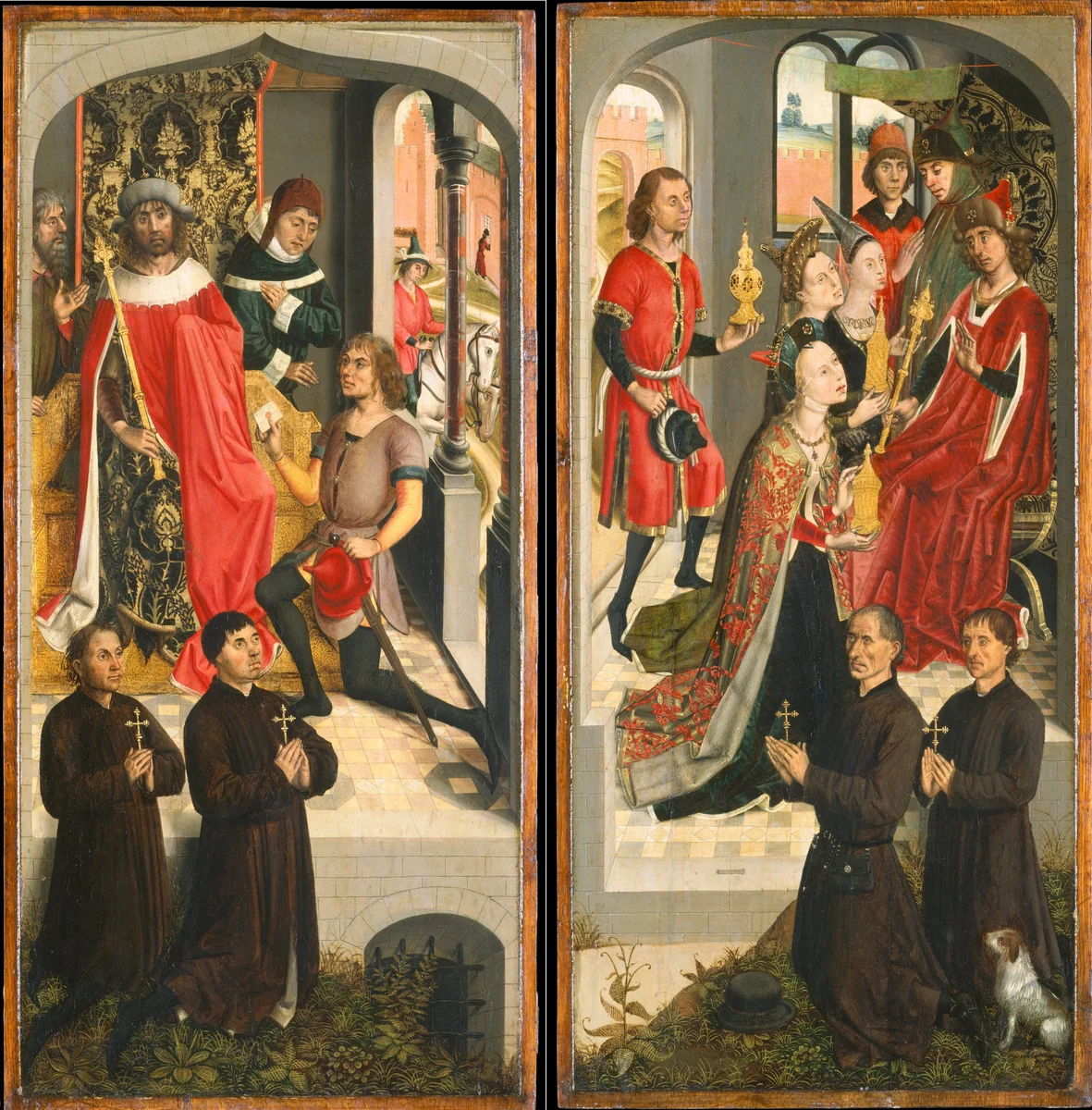 Abner's Messenger before David; The Queen of Sheba Bringing Gifts to Solomon; The Annunciation by Master of the Saint Barbara Legend, painting, 1475-1485