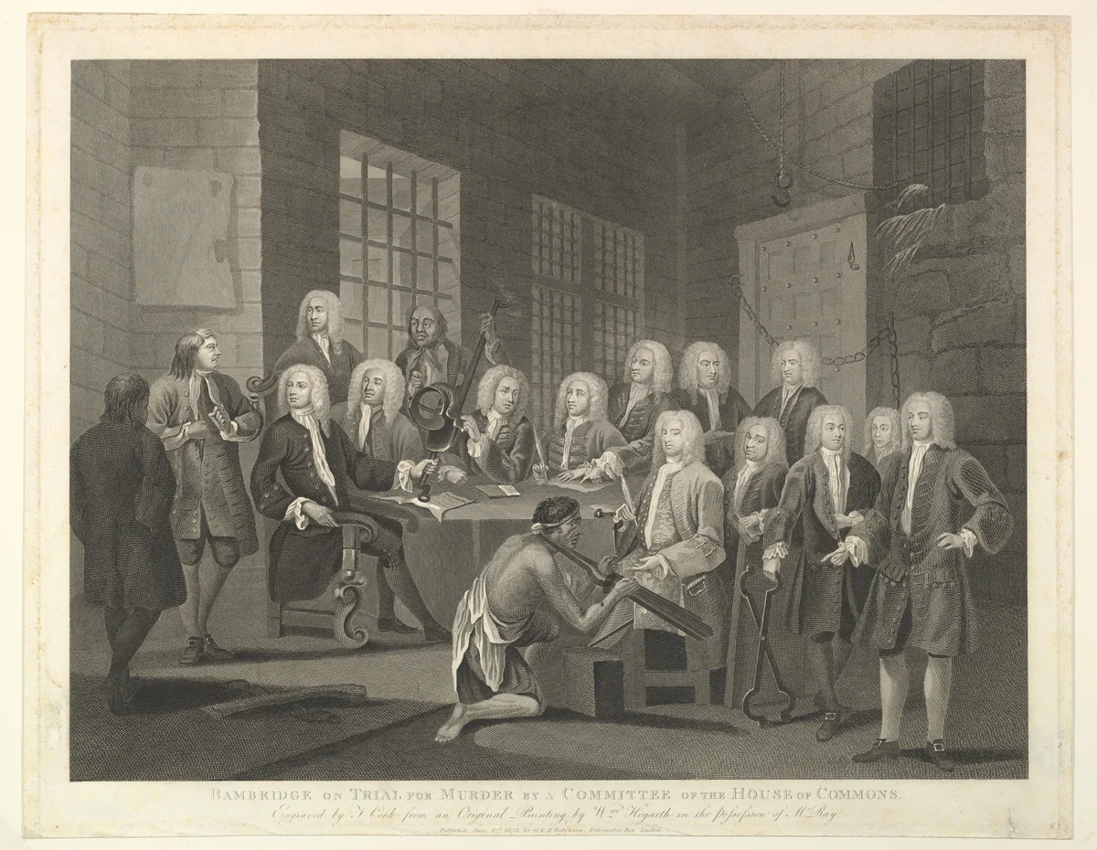 Bambridge on Trial for Murder by a Committee of the House of Commons by Thomas Cook, print, 1803