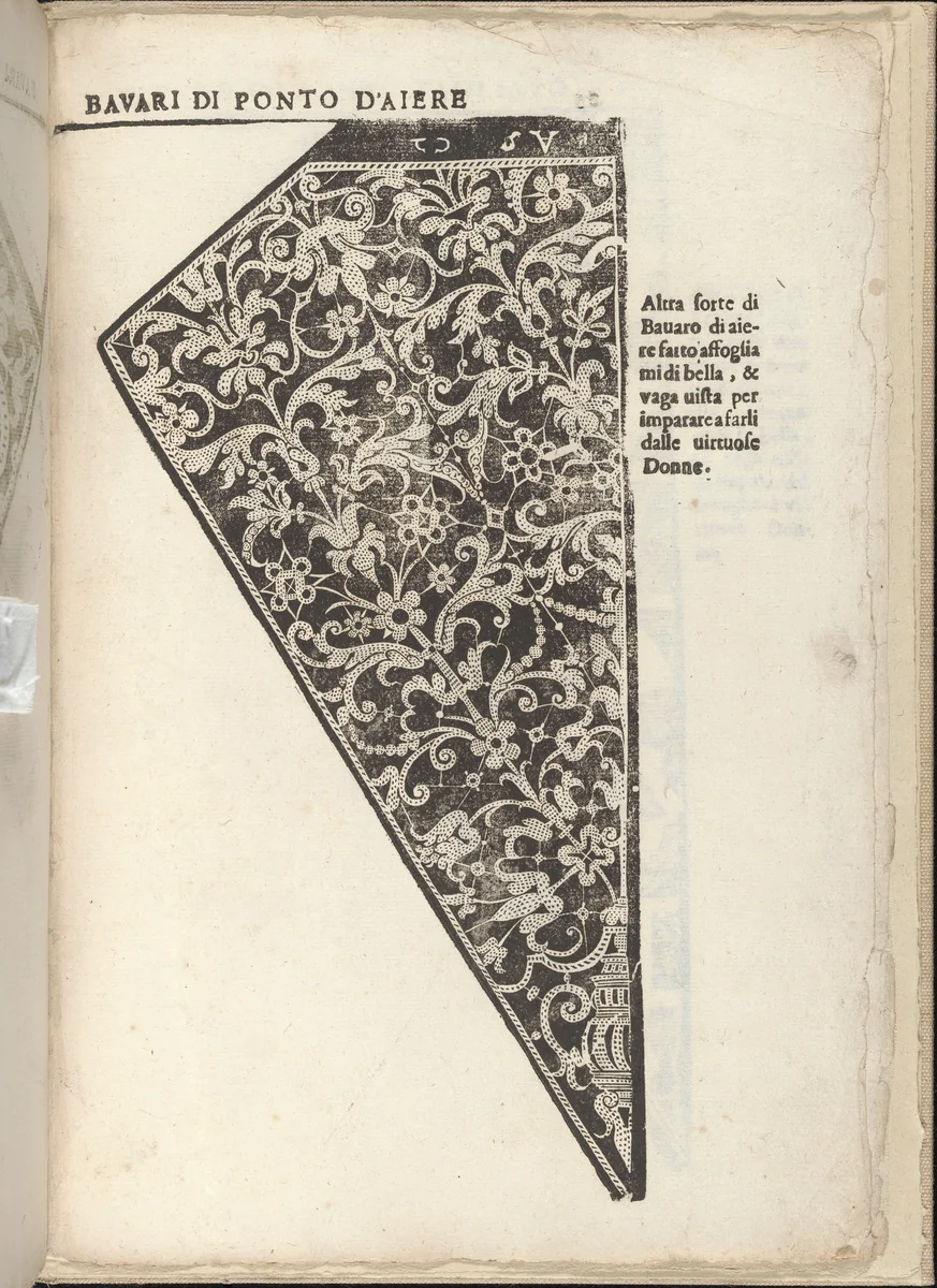 Ornamento nobile...Fatta da Lucretia Romana (Libro V of the Corona), page 14 (recto) by Cesare Vecellio, book, 1620