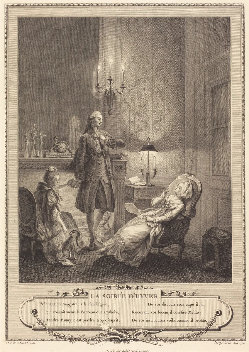 La soiree d'hyver by Francois-Robert Ingouf; Sigmund Freudenberger, print, 1774