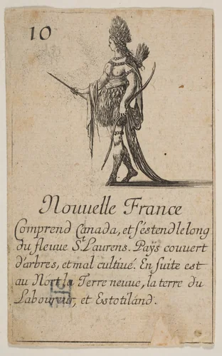 New France, from the playing cards "Jeu de la Géographie" by Stefano della Bella, print, 1644