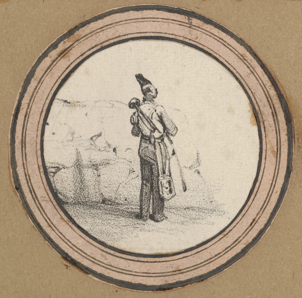 Standing man, viewed from the back by Victor Adam, print, 1820-1866