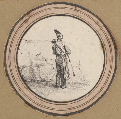 Standing man, viewed from the back by Victor Adam, print, 1820-1866