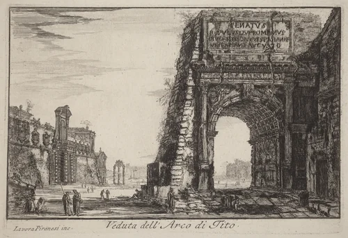 Veduta dell'Arco di Tito (View of the Arch of Titus) by Laura Piranesi; Giovanni Battista Piranesi, print, 1775-1790