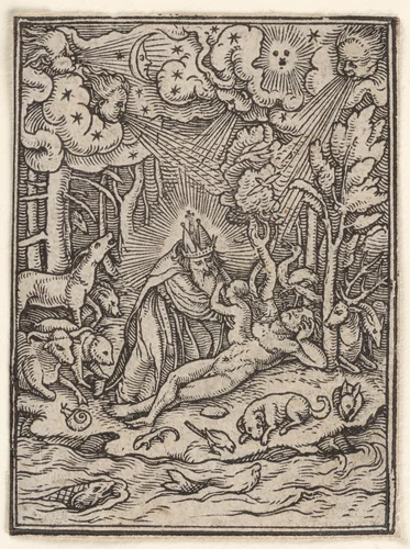 Creation of Eve, from "The Dance of Death" by Hans Holbein the Younger, print, 1521-1538