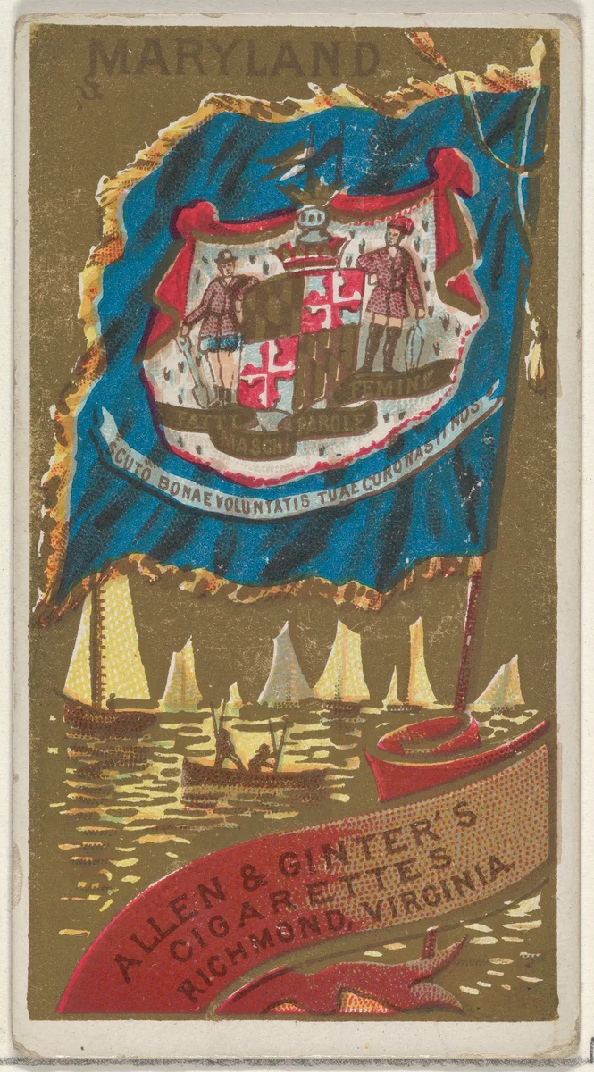 Maryland, from Flags of the States and Territories (N11) for Allen & Ginter Cigarettes Brands by Allen & Ginter, print, 1888