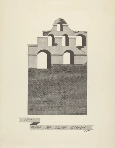 Mision San Gabriel Arcangel by James Jones, index of american design, 1935-1942